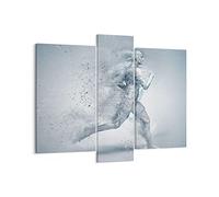 Quadro su Tela energia illustrazione jogging maratona Stampe da Parete 95x80cm Quadri Moderni Soggiorno Camera da Letto 3 pezzi Grandi Decorazione Murale Wall Art Canvas Grafica Immagini CB95x80-3105