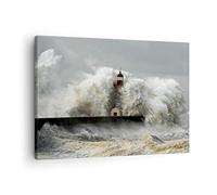 Quadro su Tela Faro oceano tempesta Stampe da Parete 70x50cm Quadri Moderni Soggiorno Camera da Letto Cucina 1 pezzo Piccoli Decorazione Murale Wall Art Canvas Grafica Immagini AA70x50-2442