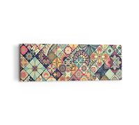 Quadro su Tela fiori mosaico Stampe da Parete 90x30cm Quadri Moderni Soggiorno Camera da Letto Cucina Set 3 pezzi Piccoli Decorazione Murale Wall Art Canvas Grafica Immagini CA90x30-3815