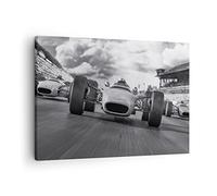 Quadro su Tela Formula 1 in bianco e nero Stampe da Parete 70x50cm Quadri Moderni Soggiorno Camera da Letto Cucina 1 pezzo Piccoli Decorazione Murale Wall Art Canvas Grafica Immagini AA70x50-4127