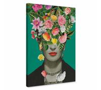 A.S. Création Quadro su tela Faccia di fiore - Stampa multicolore verde - formato 50x70 verticale - Arredo soggiorno - Quadro su telaio