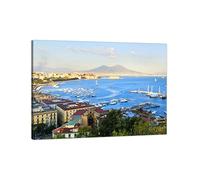 Quadro su Tela Golfo di Napoli Vesuvio Misura 70x50 cm Panorama di Giorno Quadri Moderni per la Tua casa, Ufficio, Ristorante, Hotel
