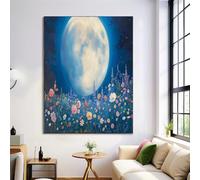 Quadro Su Tela Grande, Fiori Del Cielo Notturno, Arte Murale - Blu Navy Paesaggio Da Sogno, Stampa Artistiche Parete Quadri Per Soggiorno E Camera Da Letto, 40X50Cm, Senza Cornice