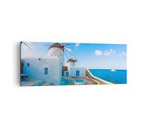 Quadro su Tela Grecia isola costa casa Stampe da Parete 140x50cm Quadri Moderni Soggiorno Camera da Letto Cucina 1 pezzo Grandi XXL Decorazione Murale Wall Art Canvas Grafica Immagini AB140x50-2424
