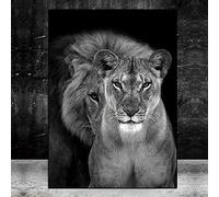 Quadro su tela Il leone e la sua leonessa insieme Quadro su tela Pittura moderna Poster animali e stampe d'arte Decorazione murale soggiorno 50x70cm x1 Senza cornice