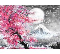 Quadro su Tela Immagine di Fiori di ciliegio Albero di Fiori di ciliegio Montagna Giapponese Poster Soggiorno Cucina Decorazione della casa-50x70cm Senza Cornice