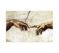 Quadro Su Tela La Creazione dell'Uomo - Mani di Michelangelo Buonarotti Tela Decorativa Arte Parete Soggiorno Poster Camera da letto 60 * 90cm Senza Cornice