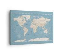 Quadro su Tela 70x50cm Mappa Del Mondo Vintage Grunge Stampe Immagini Murale