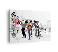 Quadro su Tela Musica Strumenti Via città Stampe da Parete 70x50cm Quadri Moderni Soggiorno Camera da Letto Cucina 1 pezzo Piccoli Decorazione Murale Wall Art Canvas Grafica Immagini AA70x50-2933