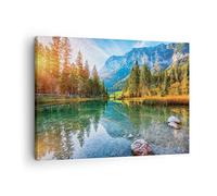Quadro su Tela 70x50cm Paesaggio montagne alba Stampe Immagini Quadri Murale