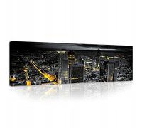 Quadro Su Tela Panorama Città Notte New York 145x45 cm - Pronto da appendere - Stampa Su Tela Moderno Soggiorno Camera Da Letto Grande XXL 1 Pezzo Decorazione Da Parete