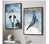 Quadro su tela Pittura ad acquerello Balena Poster e stampe Immagini su parete per soggiorno Decor-50x70cm Senza cornice