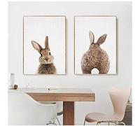 Quadro su tela Pittura Coniglio marrone Poster su tela Animali Nursery Poster e stampe nordici Immagine da parete Decorazioni per camerette per bambini 40x60 cm (15,7 "x23,6") x2 Senza cornice