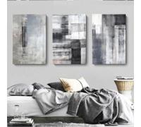 Quadro su Tela Quadro su Tela Astratta Grigia Immagini Moderne sul Muro per Soggiorno Stampa su Poster Color Block Dipinti Decorativi 80X110cm (31x43in) X3 senza cornice