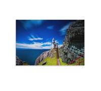 Quadro su tela raffigurante una torre di guardia sul mare, decorazione da parete moderna per camera dei ragazzi, 60 x 90 cm