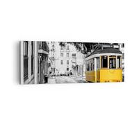 Quadro su Tela Retrò Tram Architettura Stampe da Parete 140x50cm Quadri Moderni Soggiorno Camera da Letto Cucina 1 pezzo Grandi XXL Decorazione Murale Wall Art Canvas Grafica Immagini AB140x50-5302