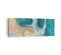 Quadro su Tela 140x50cm Sfondo dorato turchese Stampe Immagini Quadri Murale