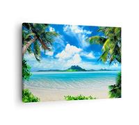 Quadro su Tela Spiaggia vacanza isola palma Stampe da Parete 70x50cm Quadri Moderni Soggiorno Camera da Letto Cucina 1 pezzo Piccoli Decorazione Murale Wall Art Canvas Grafica Immagini AA70x50-2528