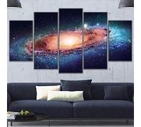Quadro su Tela Stampe da Parete 5 Pezzi Stelle e universo della galassia dello spazio esterno Stampa su Tela Canvas Immagine di Decorazione Murale per Soggiorno Camera da Letto (Senza Telaio) 150x80cm