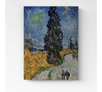 Quadro su Tela "Strada con Cipressi sotto un Cielo Stellato" di van Gogh |Q1193|