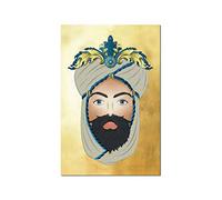 Quadro su Tela, Testa di Moro Uomo Sfondo Dorato 60 x 90 cm. Sicilian Art Design. Misure e Colori Personalizzabili su Richiesta.
