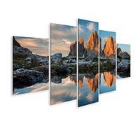 Quadro su tela Tre Cime Di Lavaredo Riflesso Lago Tramonto Dolomite Tre Cime Dolomiti Alto Adige Alpi Italiane Europa Quadri Stampe Arte Poster Murale