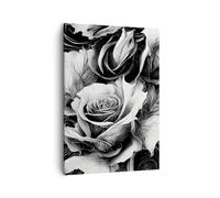 Quadro su Tela 50x70cm Fiori Rose Bianco E Nero Stampe Immagini Quadri Murale
