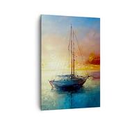Quadro su Tela Verticale Barca a vela Ovest Il Sole Stampe da Parete 70x100cm Quadri Moderni Soggiorno Camera da Letto Cucina 1 pezzo Grandi Decorazione Murale Wall Art Canvas Immagini PA70x100-4145