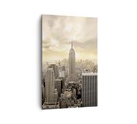 Quadro su Tela Verticale Città Grattacieli Manhattan New York Stampe da Parete 80x120cm Quadri Moderni Soggiorno Camera da Letto 1 pezzo Grandi Decorazione Murale Wall Art Immagini PA80x120-2630