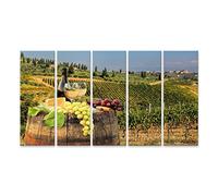 Quadro su tela Vino bianco con botte in un vigneto del Chianti in Toscana Quadri Stampe Arte Poster Murale