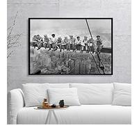 Quadro Su Tela Vintage New York City View Pranzo Su Un Grattacielo Immagine Di Arte Della Parete Poster In Bianco E Nero Per La Decorazione Domestica Del Soggiorno Senza Cornice (50x70cm No Frame)