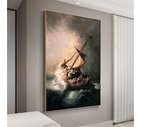 Quadro su tela vintage Rembrandt Cristo nella tempesta sul lago Poster di Galilea e stampe Wall Art Picture Room Decor 30x45cm (12x18in) Senza cornice
