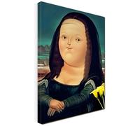 Quadro su Tela volti 80x60 verticale, Stampe professionali da Parete, Quadro moderno adatto per ambienti come salone, soggiorno, camera da letto, salotto, b&b, ecc. (Nero - Gioconda di Botero)