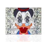 Quadro su Tela Zio Paperone Dollari Pronto da Appendere - Decorazione murale Moderna per la casa realizzato a mano - Arredamento Moderno Declea Home Decor