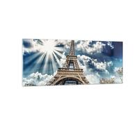 Quadro su Vetro 100x40cm Architettura costruzione città eiffel Stampe Murale