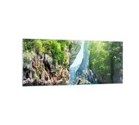 Quadro su Vetro 100x40cm Barca scogliere natura rocce Stampe Moderni Murale