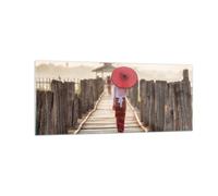 Quadro su Vetro 100x40cm Birmania ombrellone ponte Stampe Moderni Murale