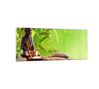 Quadro su Vetro 100x40cm Buddismo Feng Shui Spa bambù Stampe Moderni Murale