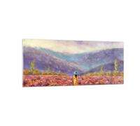 Quadro su Vetro 100x40cm Campo Donna Paesaggio Stampe Immagini Moderni Murale