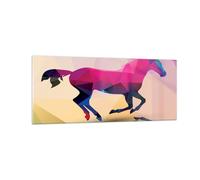 Quadro su Vetro 100x40cm Cavallo animali geometria diamante Stampe Murale