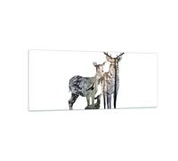 Quadro su Vetro 100x40cm Cervo Famiglia selvatichezza illustrazione Murale