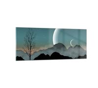 Quadro su Vetro 100x40cm Cielo Notte Illustrazione Stampe Moderni Murale