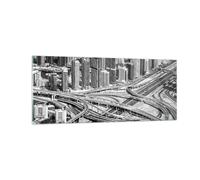 Quadro su Vetro 100x40cm Città grattacieli autostrada Stampe Moderni Murale