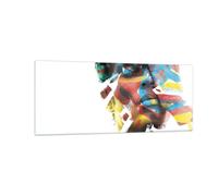 Quadro su Vetro 100x40cm Dipinto Viso Moderno Stampe Immagini Moderni Murale