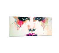 Quadro su Vetro 100x40cm Donna Volto cosmetici Stampe Immagini Moderni Murale