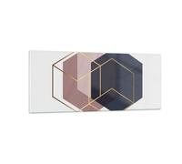 Quadro su Vetro 100x40cm Esagoni Moderni Oro Stampe Immagini Moderni Murale