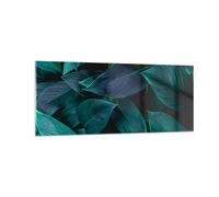 Quadro su Vetro 100x40cm Foglie Natura Botanica Stampe Immagini Moderni Murale