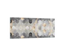 Quadro su Vetro 100x40cm Geometrico Astrazione Esagoni Stampe Moderni Murale