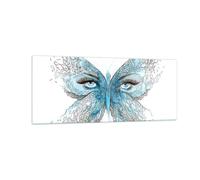 Quadro su Vetro 100x40cm illustrazione fronte farfalla ciglio Stampe Murale