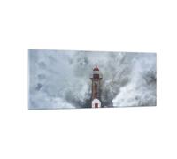 Quadro su Vetro 100x40cm Lanterna Mare Tempesta Stampe Immagini Moderni Murale